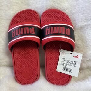 Puma Cool Cat Youth Slide Flip Flop SIZE 2C Red White Puma Logo NWT